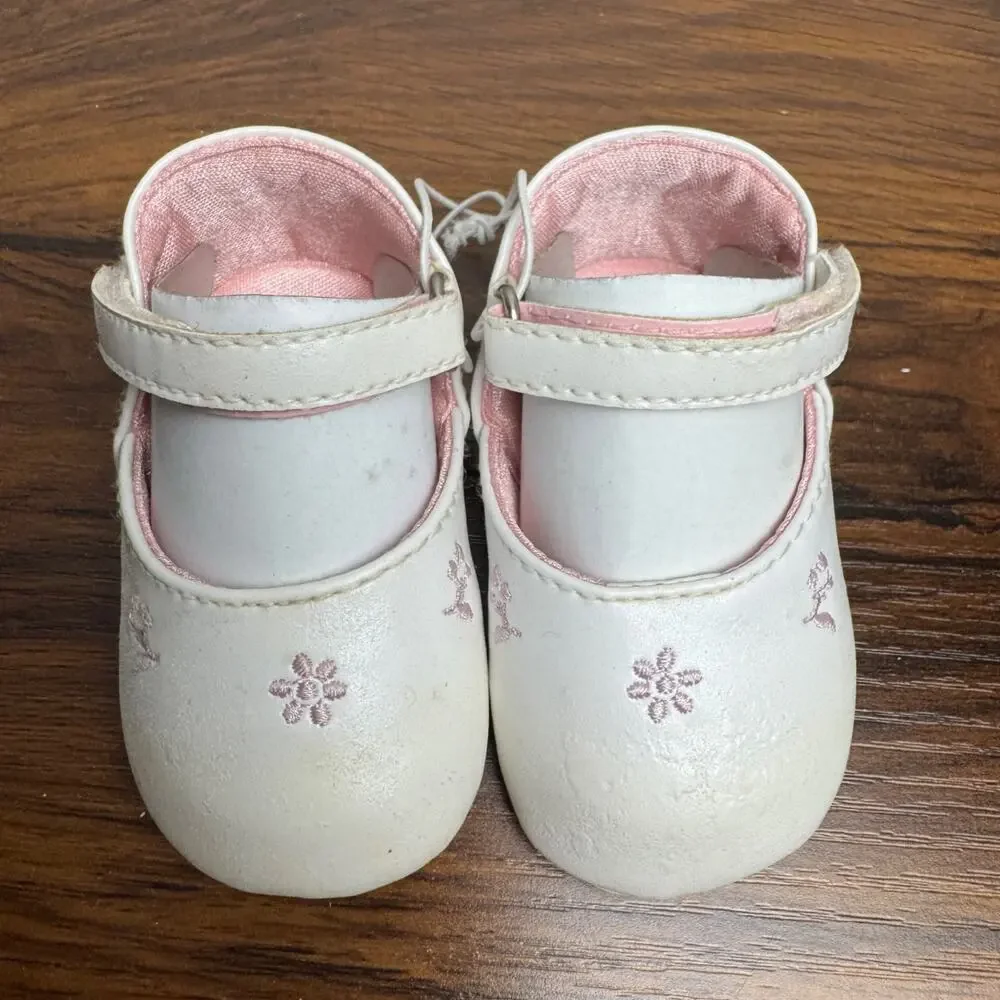 Vintage Y2K Baby Weebok Girls Size 0 Baby Booties White Pink Flowers